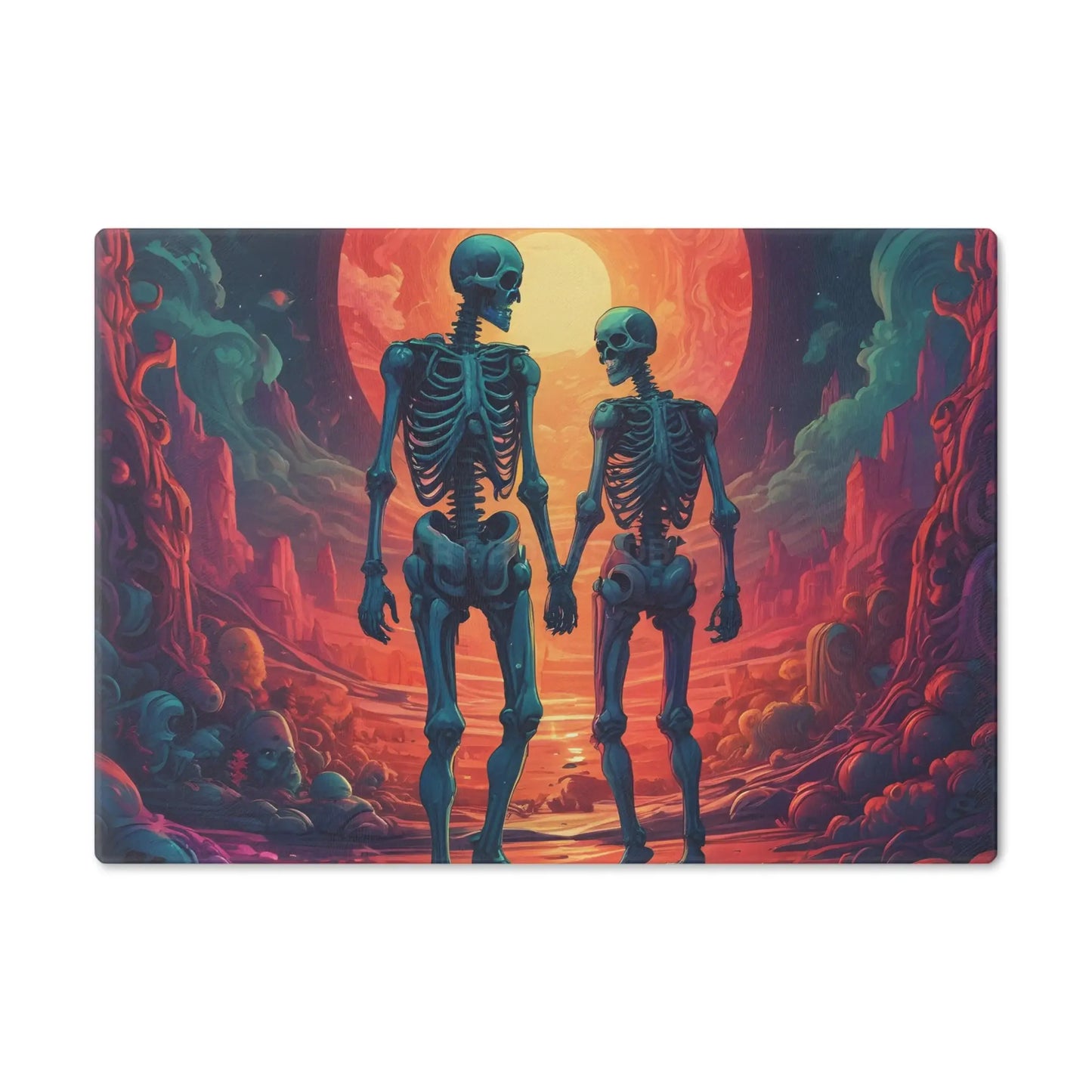 Skeletons in Love Cutting Board — Romantic Skull Art Kitchen Board - Small - Home Decor