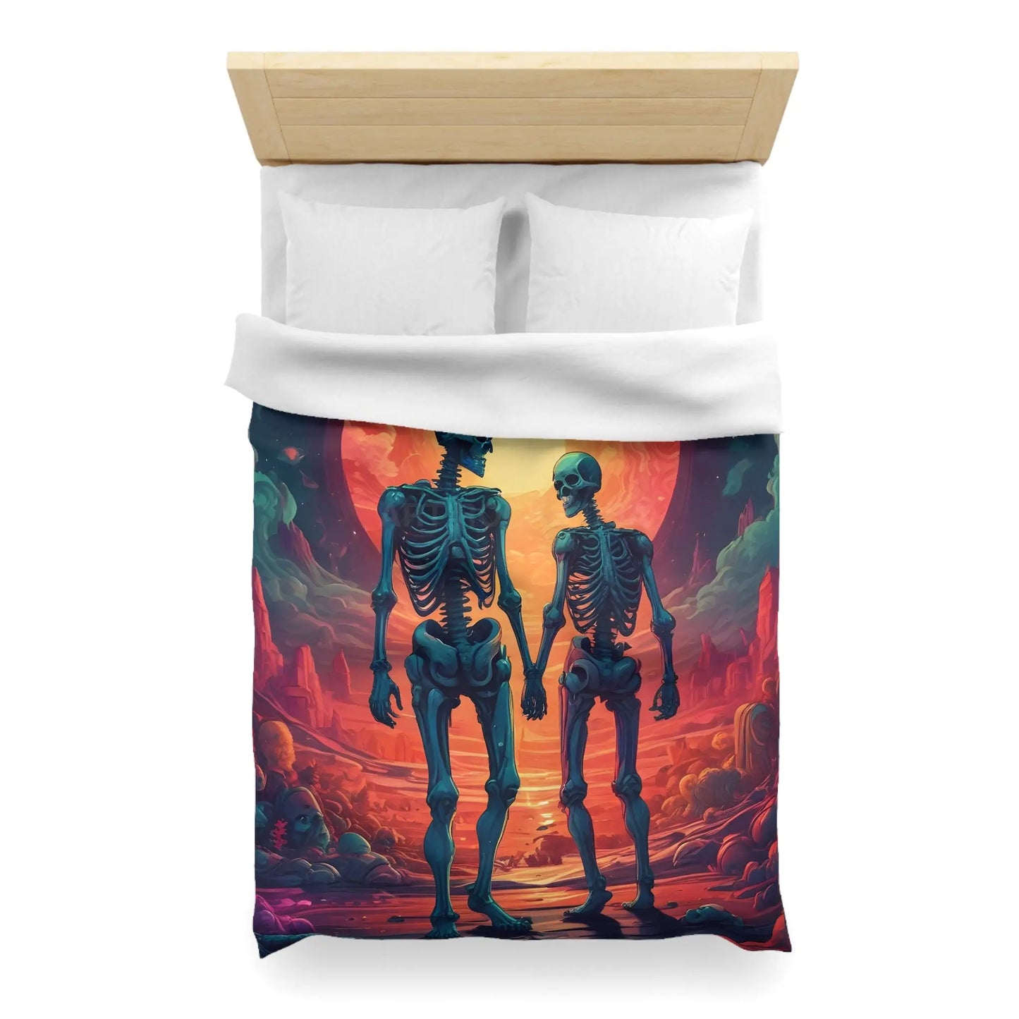 Skeletons in Love Duvet Cover - Cozy Bedroom Decor Halloween Couples Gift Unique Bedding Art Home Accent - Home Decor