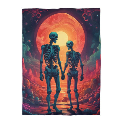 Skeletons in Love Duvet Cover - Cozy Bedroom Decor Halloween Couples Gift Unique Bedding Art Home Accent - Twin XL