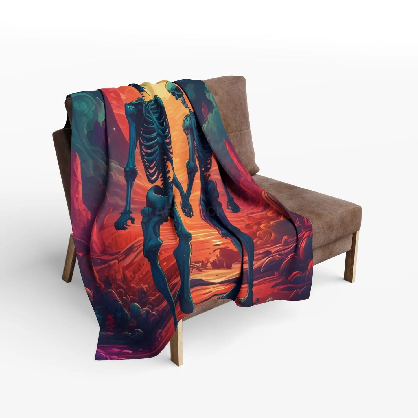 Skeletons in Love Fleece Blanket - Cozy Halloween Decor Spooky Home Accent Perfect for Fall Gatherings Gift