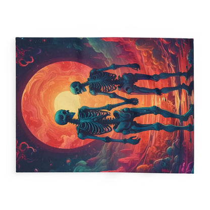 Skeletons in Love Fleece Blanket - Cozy Halloween Decor Spooky Home Accent Perfect for Fall Gatherings Gift