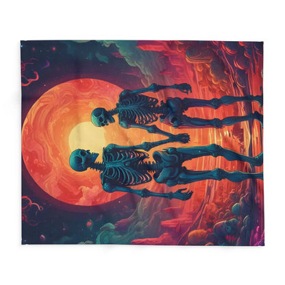 Skeletons in Love Fleece Blanket - Cozy Halloween Decor Spooky Home Accent Perfect for Fall Gatherings Gift