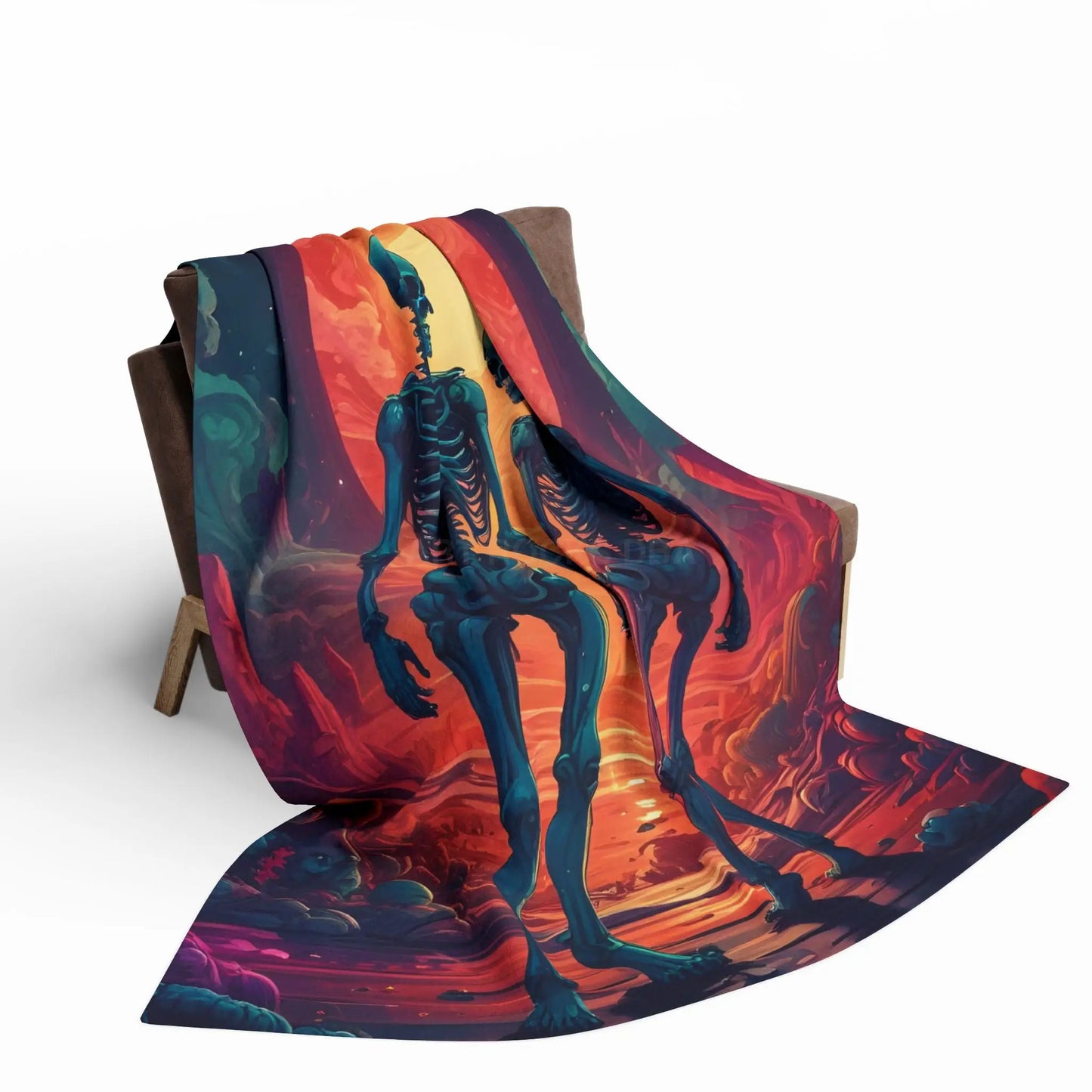 Skeletons in Love Fleece Blanket - Cozy Halloween Decor Spooky Home Accent Perfect for Fall Gatherings Gift