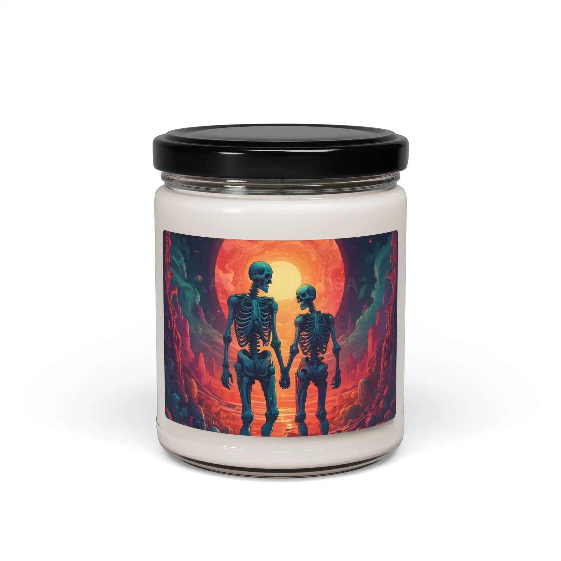 Skeletons in Love Scented Candle Spooky Decor Home Fragrance Perfect Gift for Fall Cozy Vibes Skeleton Artwork - Clean