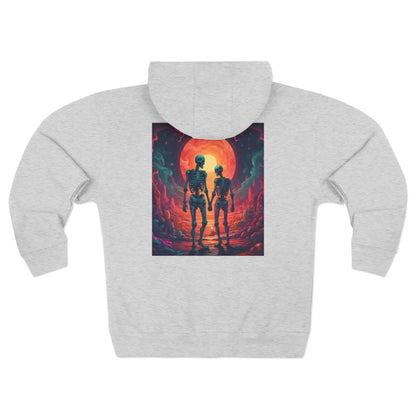 Skeletons in Love Zip-Up Hoodie - XS / Heather Grey - Hoodie