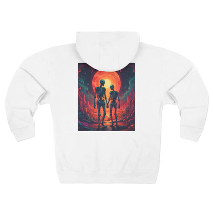 Skeletons in Love Zip-Up Hoodie - XS / White - Hoodie