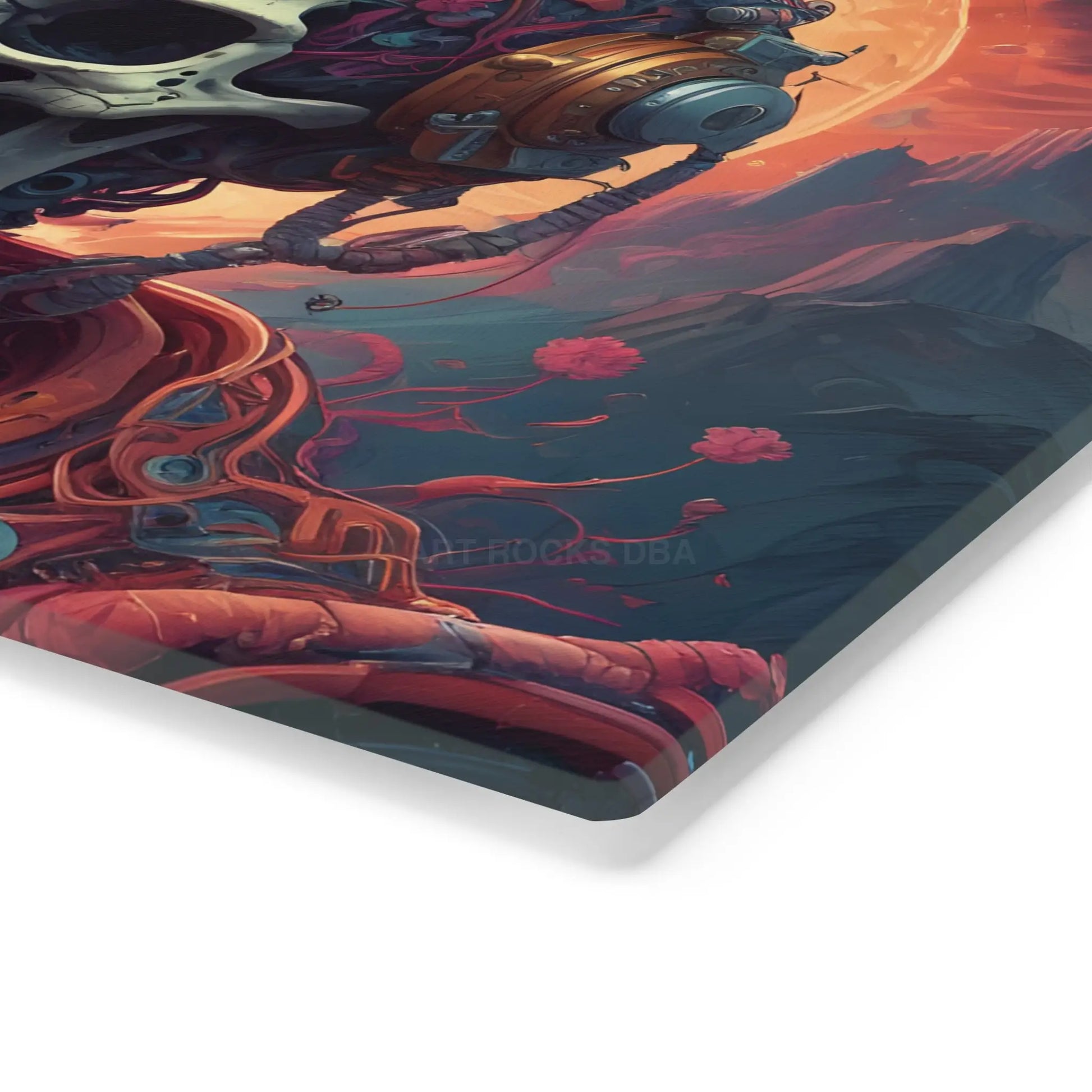 Skull & Headphones Psychedelic Cutting Board — Floral Skull Kitchen Decor - Home Decor