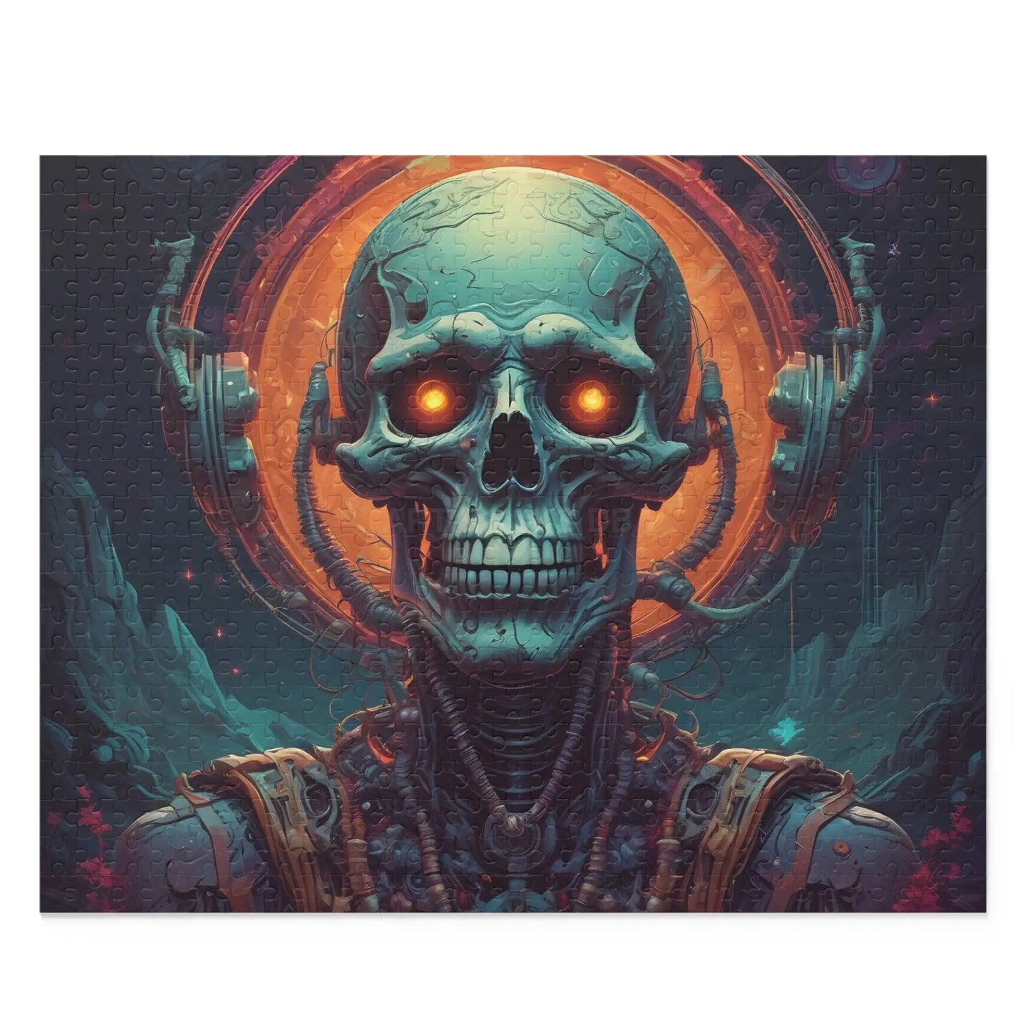 Skull Mystic Jigsaw Puzzle — Neon Skeletal Art (120/252/500 pcs) - 20’’ × 16’’ (500 pcs) - Puzzle
