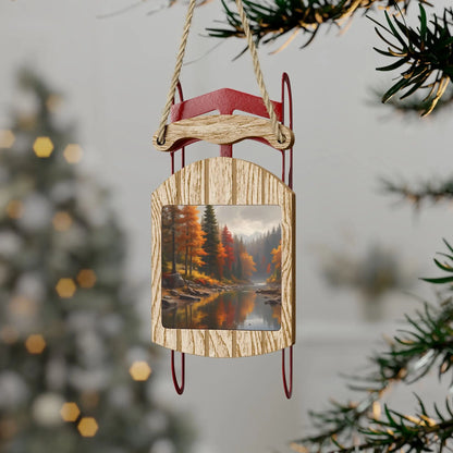 Sled Ornament — Autumn Colors Reflecting on the Lake - 2.1’’ × 4.6’’ / 1 pc - Home Decor