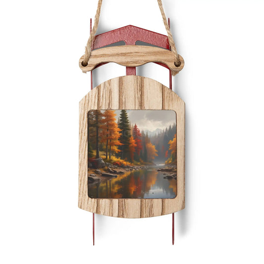 Sled Ornament — Autumn Colors Reflecting on the Lake - 2.1’’ × 4.6’’ / 1 pc - Home Decor