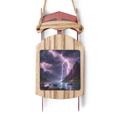 Sled Ornament — Lightning Storm Lake Holiday Tree Decoration - 2.1’’ × 4.6’’ / 1 pc - Home Decor
