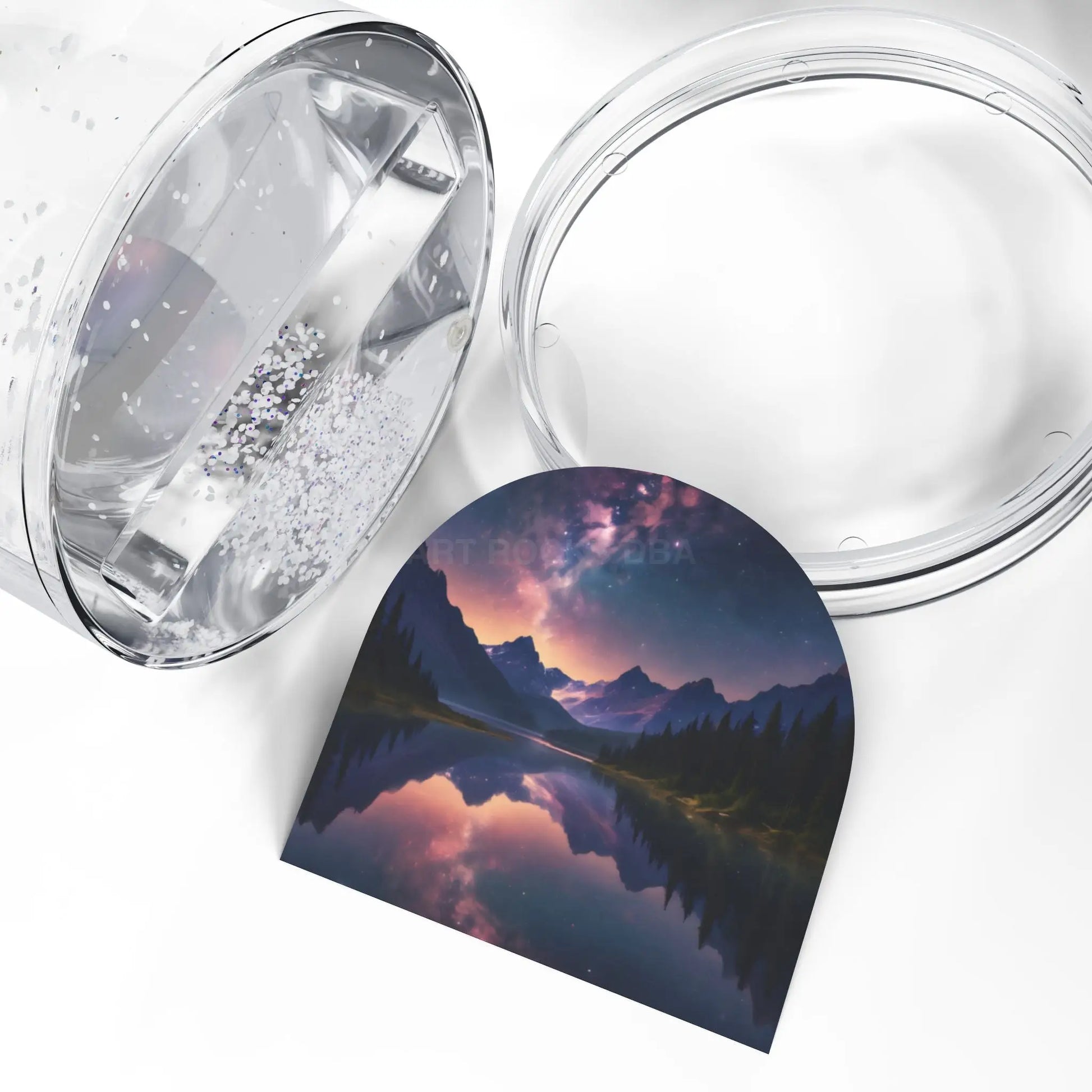 Snow Globe — Mountain Lake Evening Scene - 3.5’’ × 3.4’’ - Home Decor