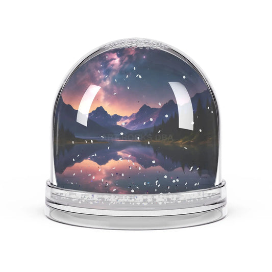 Snow Globe — Mountain Lake Evening Scene - 3.5’’ × 3.4’’ - Home Decor