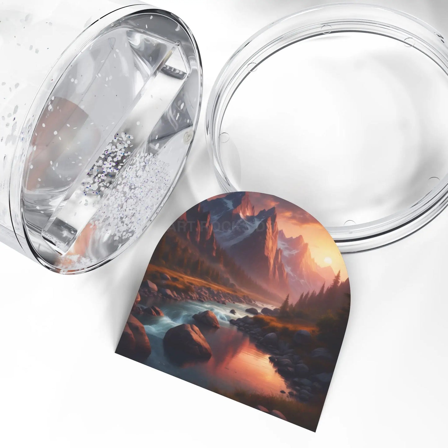 Snow Globe — Mountain Sunset Landscape Snow Globe - 3.5’’ × 3.4’’ - Home Decor