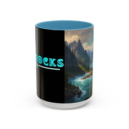 Snow Melt Mountain River Accent Coffee Mug — Nature Landscape 11/15oz - 15oz / Light Blue - Mug