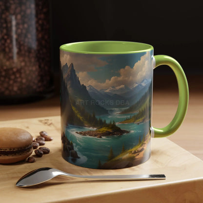 Snow Melt Mountain River Accent Coffee Mug — Nature Landscape 11/15oz - Mug