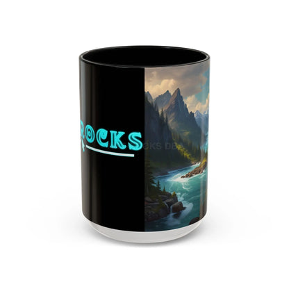 Snow Melt Mountain River Accent Coffee Mug — Nature Landscape 11/15oz - 15oz / Black - Mug