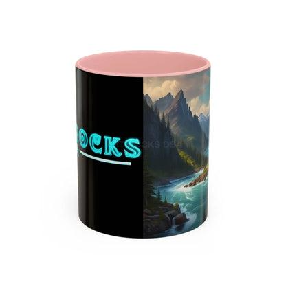 Snow Melt Mountain River Accent Coffee Mug — Nature Landscape 11/15oz - 11oz / Pink - Mug