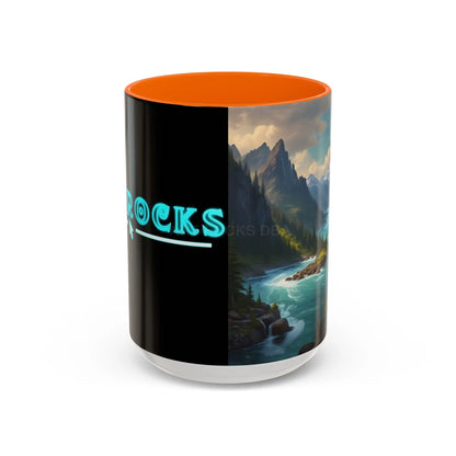 Snow Melt Mountain River Accent Coffee Mug — Nature Landscape 11/15oz - 15oz / Orange - Mug