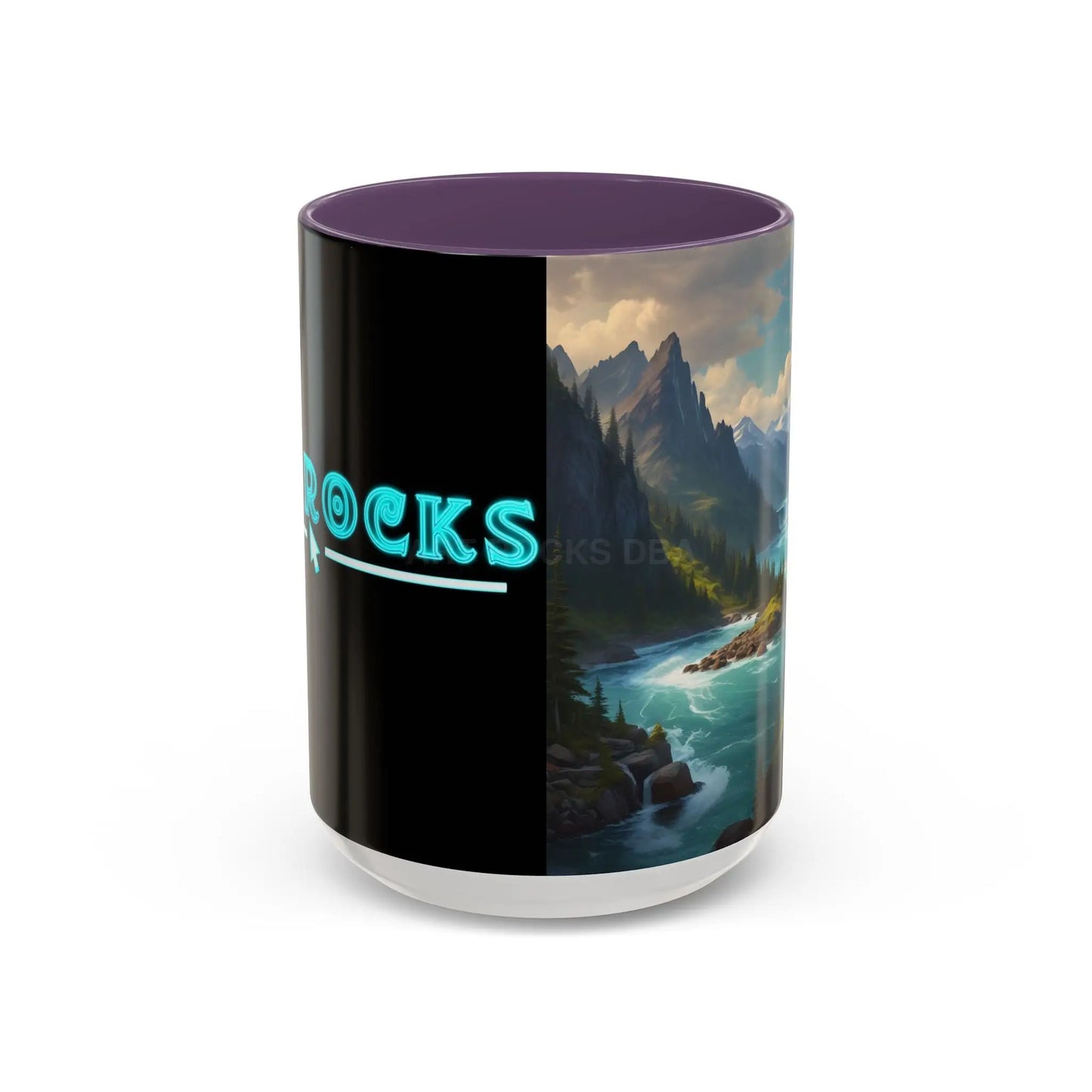 Snow Melt Mountain River Accent Coffee Mug — Nature Landscape 11/15oz - 15oz / Purple - Mug