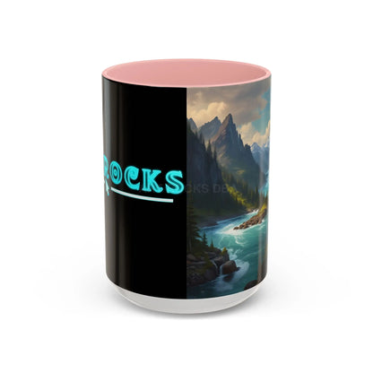 Snow Melt Mountain River Accent Coffee Mug — Nature Landscape 11/15oz - 15oz / Pink - Mug