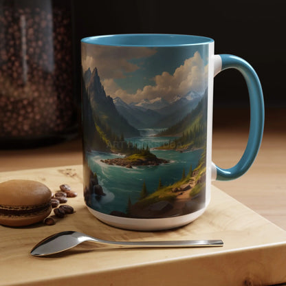 Snow Melt Mountain River Accent Coffee Mug — Nature Landscape 11/15oz - Mug