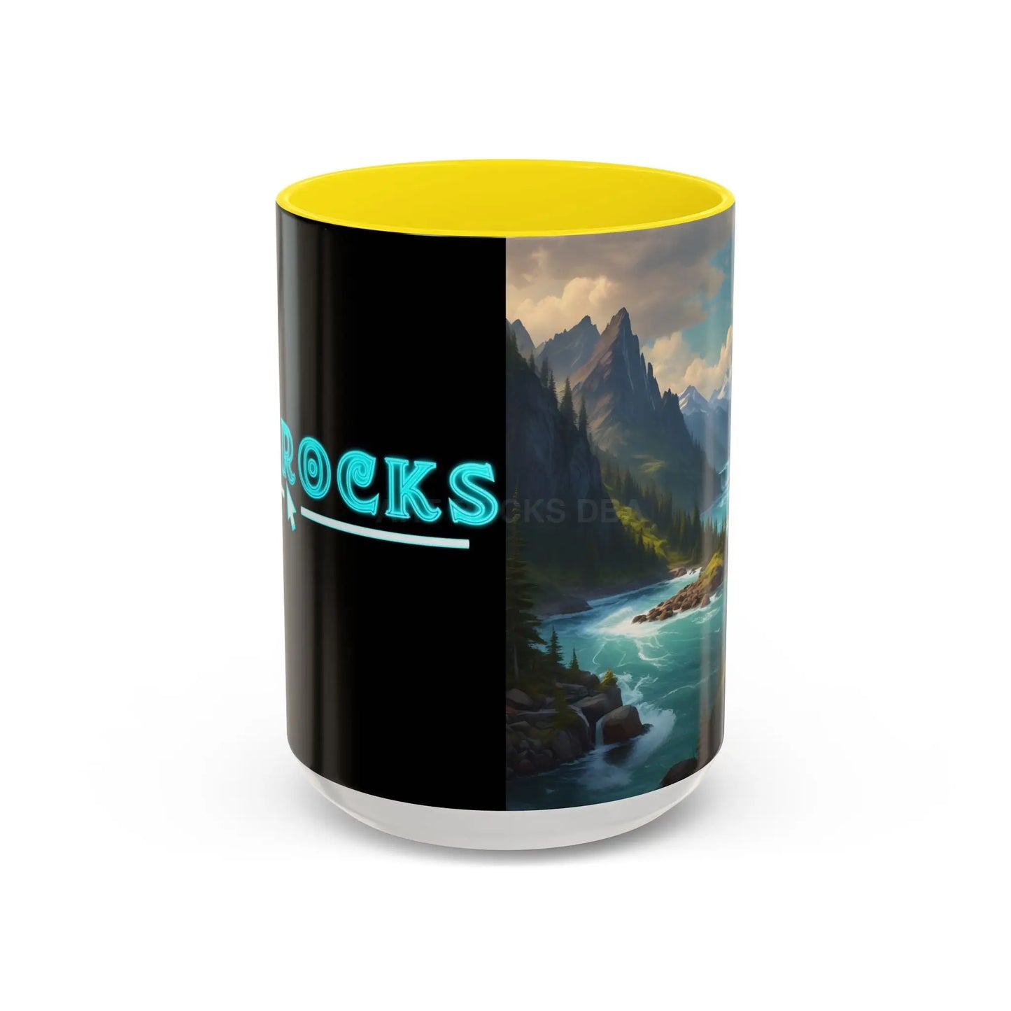 Snow Melt Mountain River Accent Coffee Mug — Nature Landscape 11/15oz - 15oz / Yellow - Mug