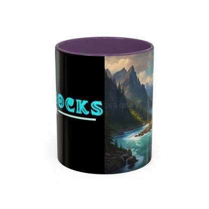 Snow Melt Mountain River Accent Coffee Mug — Nature Landscape 11/15oz - 11oz / Purple - Mug