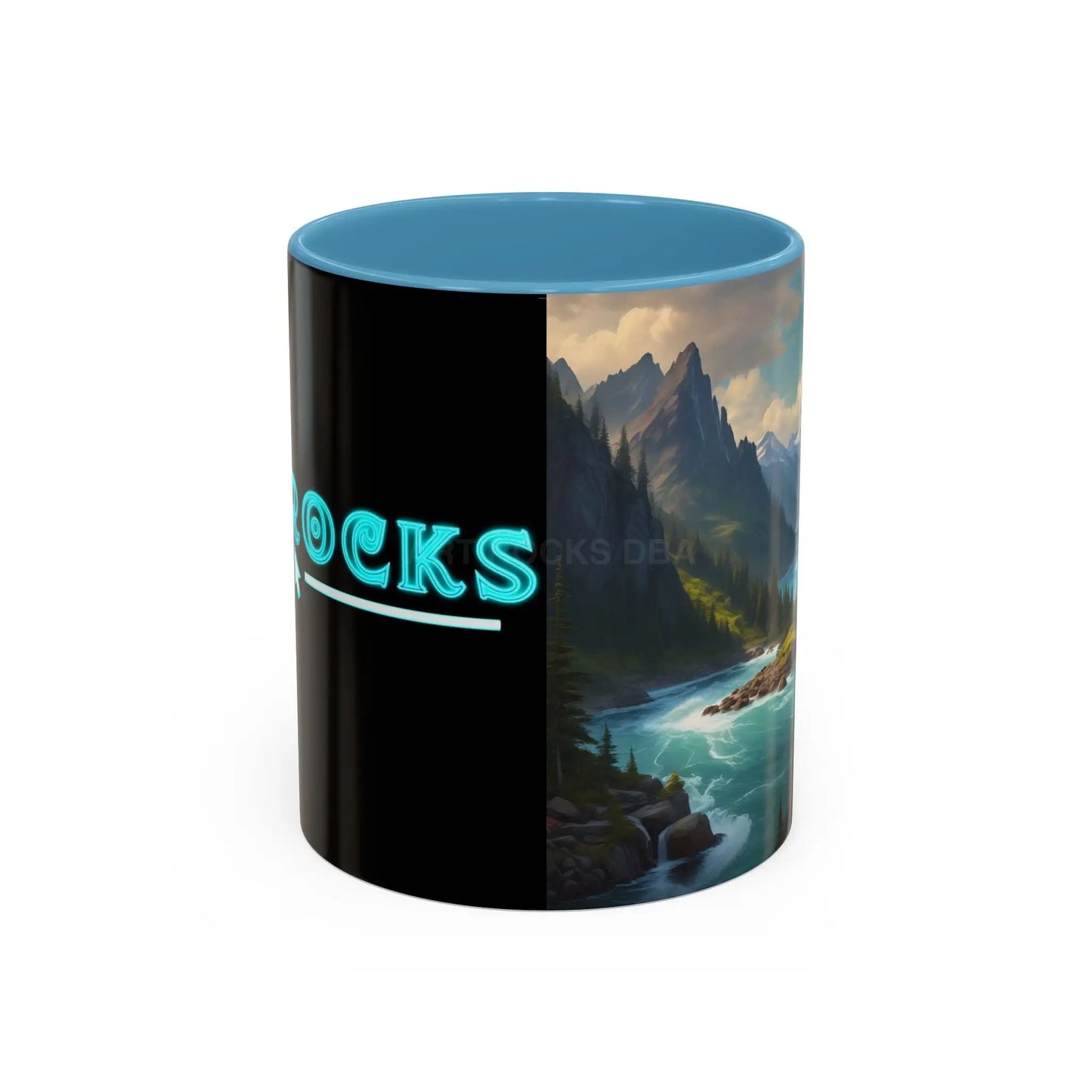 Snow Melt Mountain River Accent Coffee Mug — Nature Landscape 11/15oz - 11oz / Light Blue - Mug