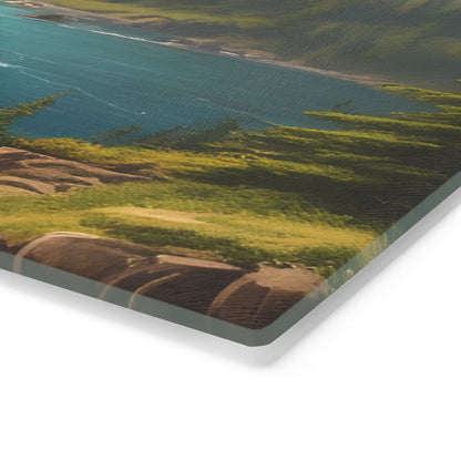 Snow Melt Mountain River Cutting Board — Lakeside Landscape Kitchen Board - Home Decor