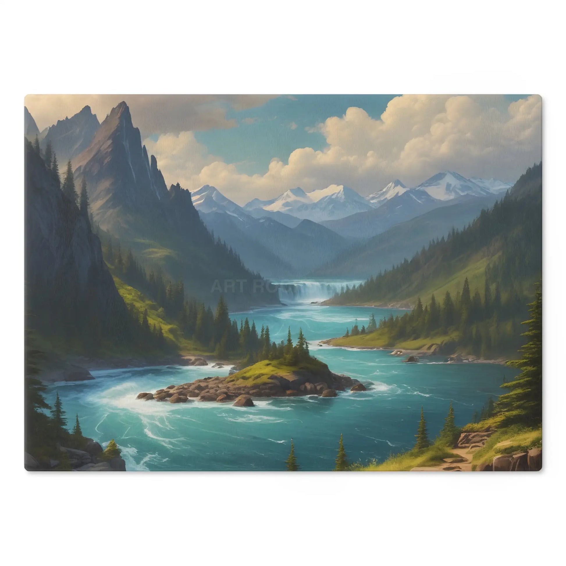 Snow Melt Mountain River Cutting Board — Lakeside Landscape Kitchen Board - Home Decor