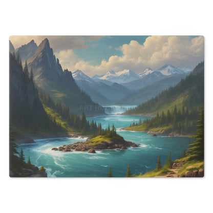 Snow Melt Mountain River Cutting Board — Lakeside Landscape Kitchen Board - Home Decor