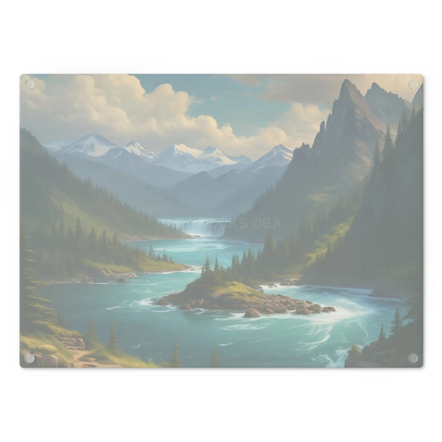 Snow Melt Mountain River Cutting Board — Lakeside Landscape Kitchen Board - Home Decor
