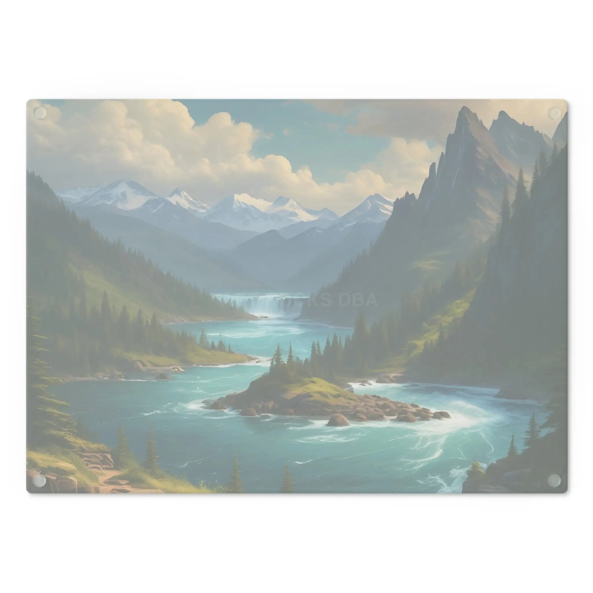 Snow Melt Mountain River Cutting Board — Lakeside Landscape Kitchen Board - Home Decor
