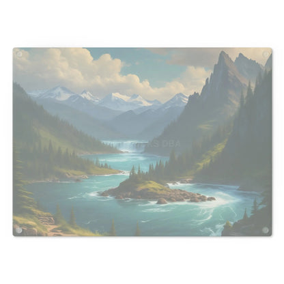 Snow Melt Mountain River Cutting Board — Lakeside Landscape Kitchen Board - Home Decor