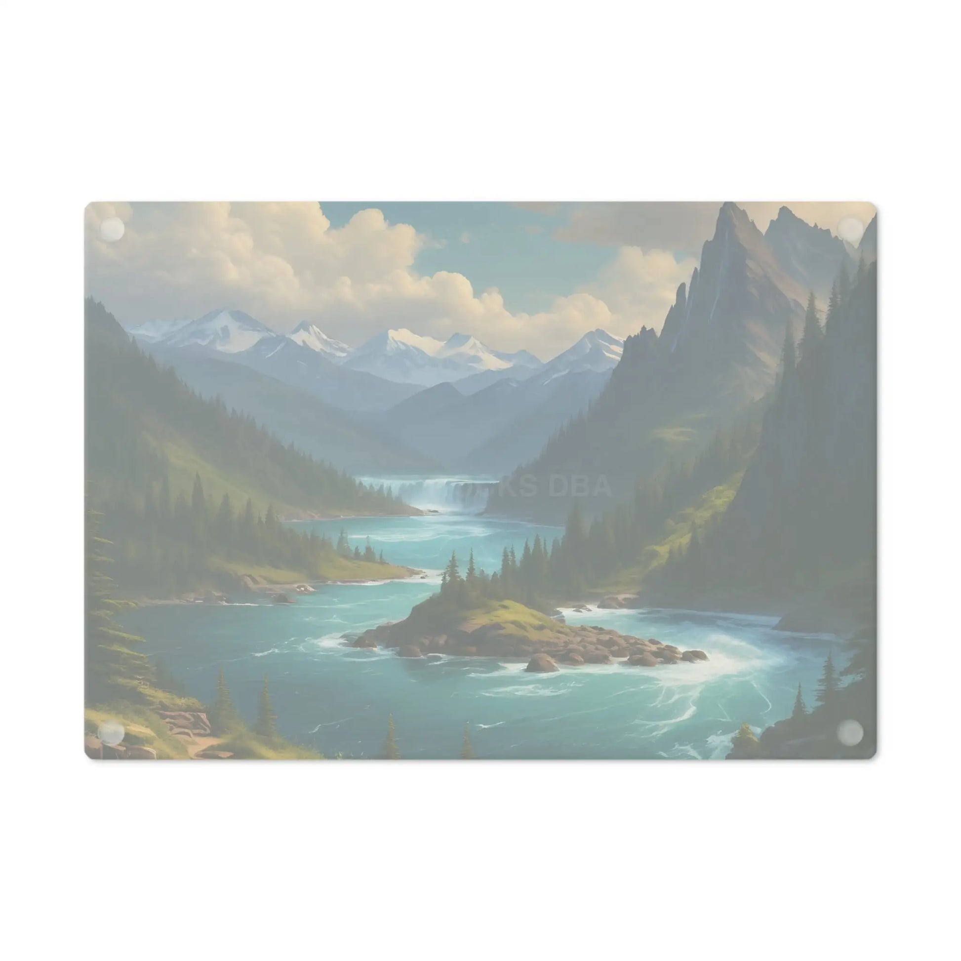 Snow Melt Mountain River Cutting Board — Lakeside Landscape Kitchen Board - Home Decor
