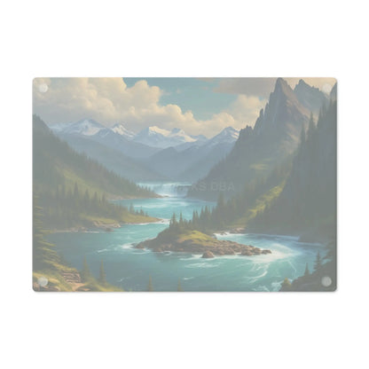Snow Melt Mountain River Cutting Board — Lakeside Landscape Kitchen Board - Home Decor