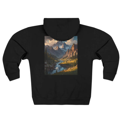Snow Run Off River in the Mountains Zip-Up Sweatshirt - XS / Black - Hoodie