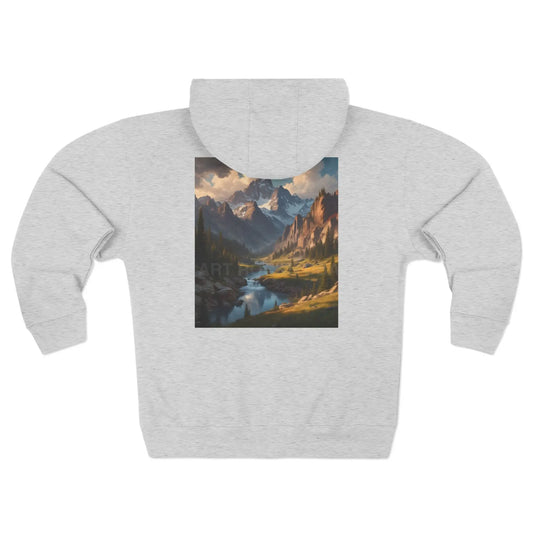 Snow Run Off River in the Mountains Zip-Up Sweatshirt - XS / Heather Grey - Hoodie