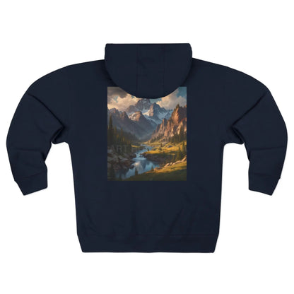 Snow Run Off River in the Mountains Zip-Up Sweatshirt - XS / Navy - Hoodie