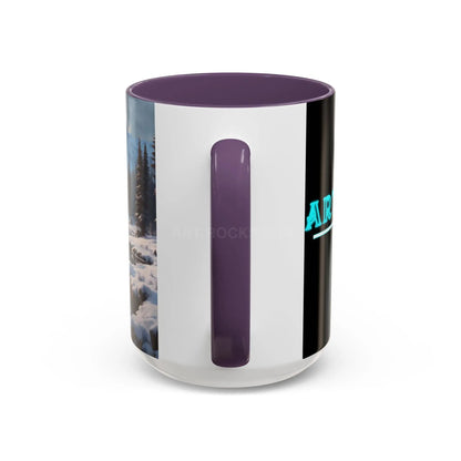 Snowy Mountain Lake Accent Coffee Mug — Scenic Winter Landscape Coffee Cup - Mug