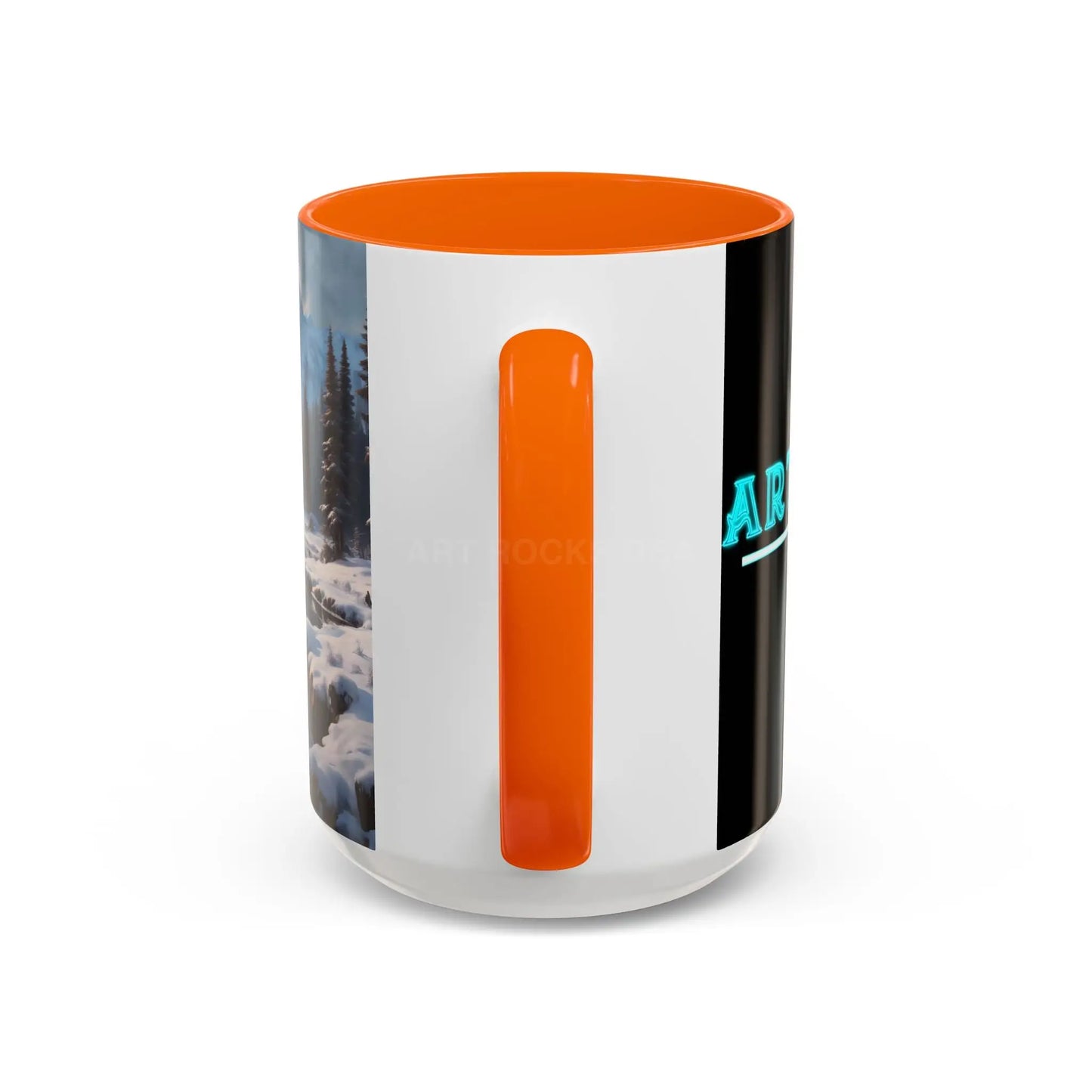 Snowy Mountain Lake Accent Coffee Mug — Scenic Winter Landscape Coffee Cup - Mug