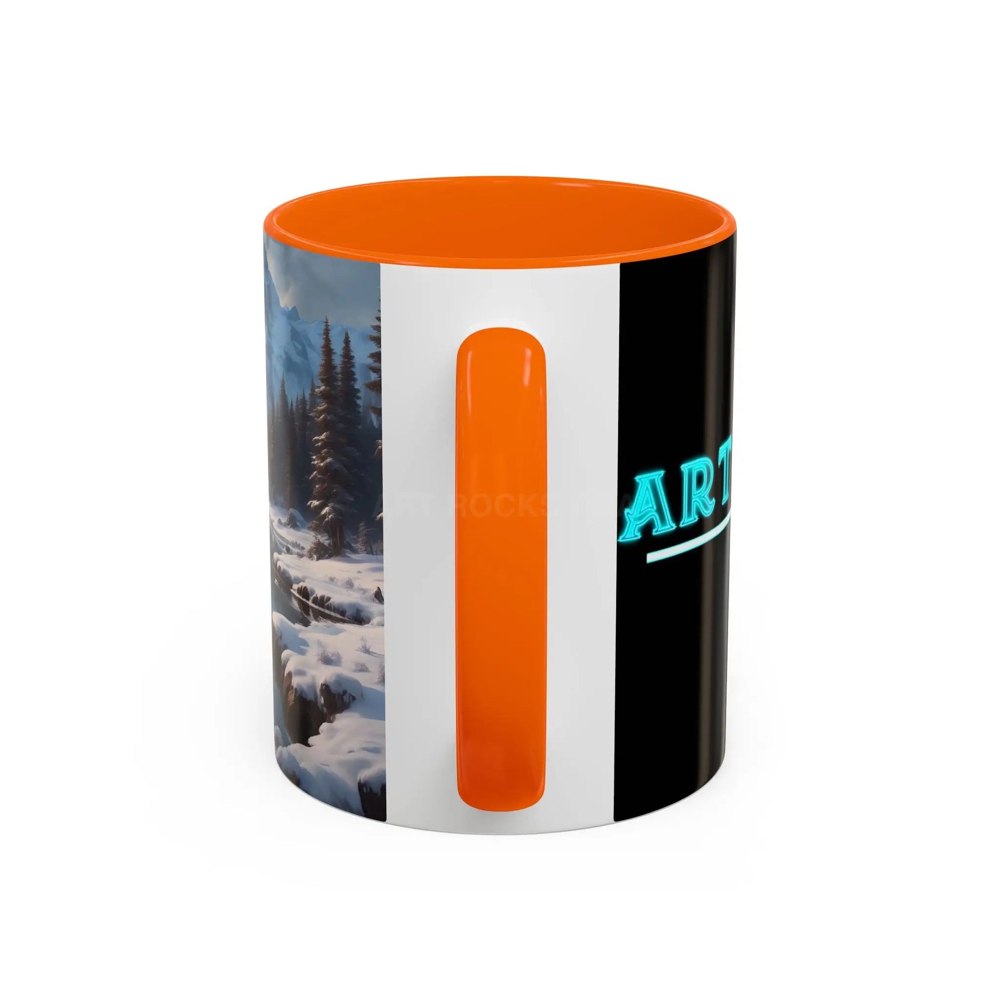 Snowy Mountain Lake Accent Coffee Mug — Scenic Winter Landscape Coffee Cup - Mug