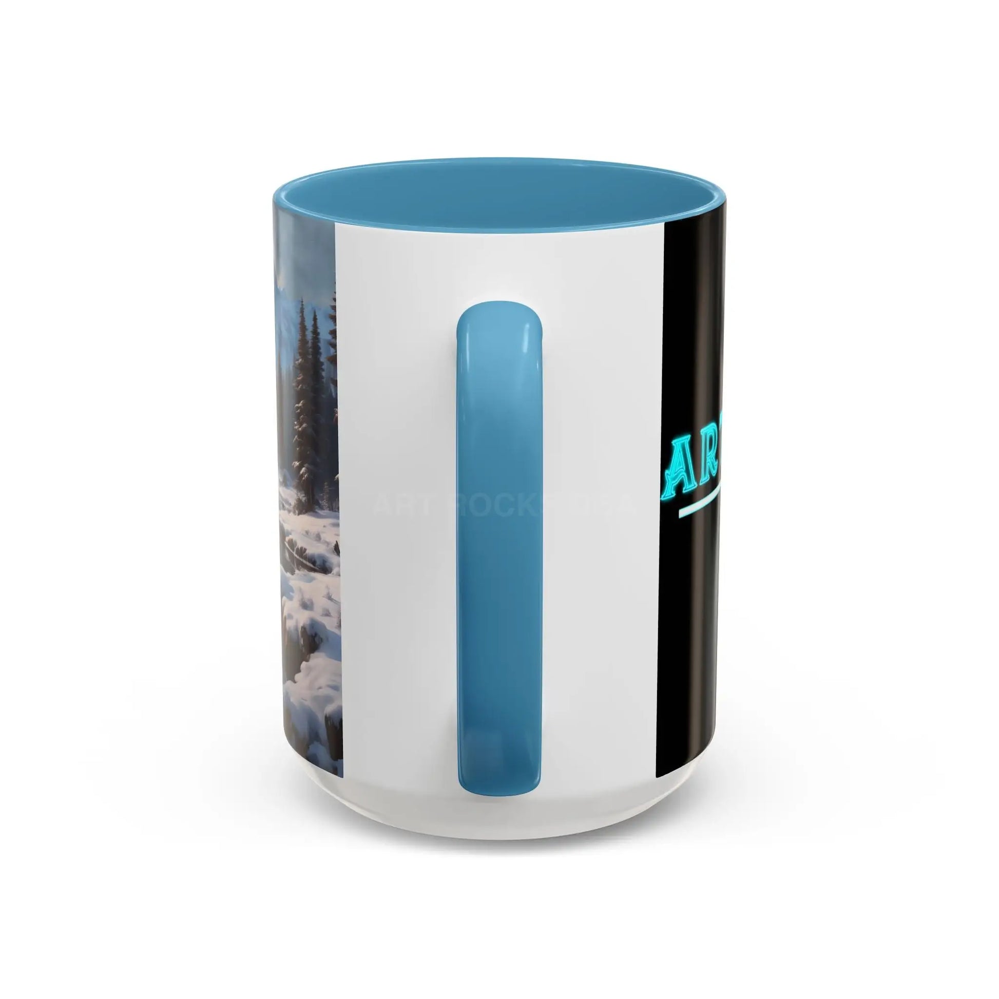 Snowy Mountain Lake Accent Coffee Mug — Scenic Winter Landscape Coffee Cup - Mug