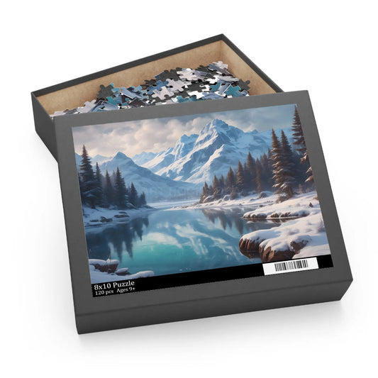 Snowy Mountain Lake Jigsaw Puzzle — (120/252/500 pieces) - 10’’ × 8’’ (120 pcs) - Puzzle