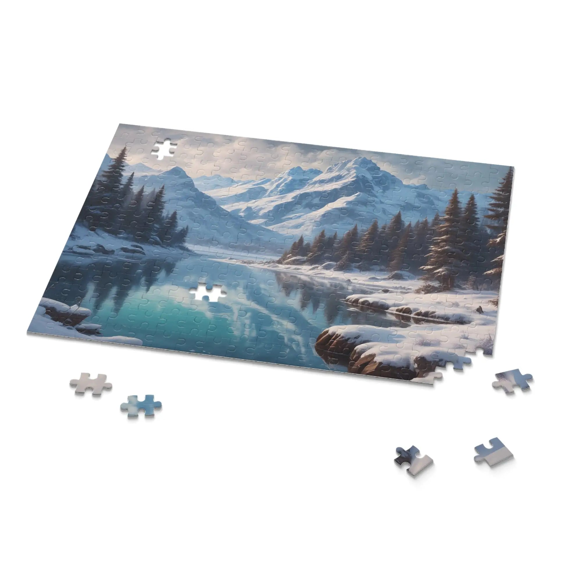 Snowy Mountain Lake Jigsaw Puzzle — (120/252/500 pieces) - Puzzle