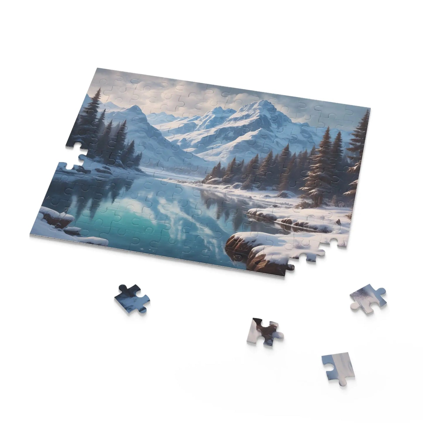 Snowy Mountain Lake Jigsaw Puzzle — (120/252/500 pieces) - Puzzle