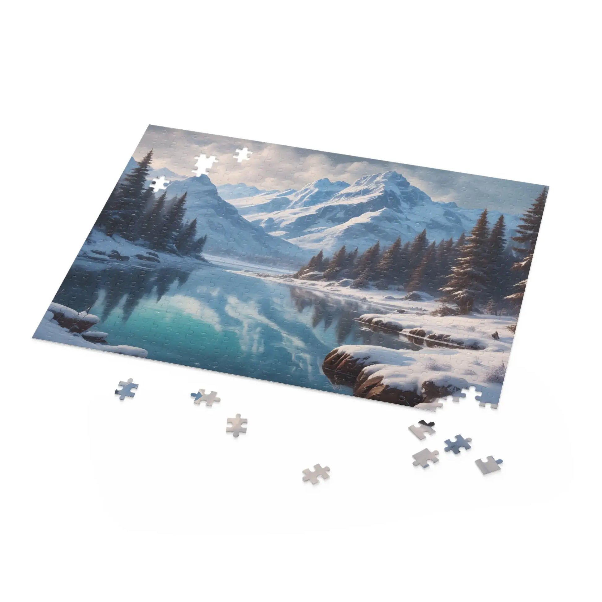 Snowy Mountain Lake Jigsaw Puzzle — (120/252/500 pieces) - Puzzle
