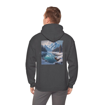 Snowy Mountain Unisex Hoodie Cozy Sweatshirt Art Lover Gift Nature Print Hoodie Artistic Winterwear Unique Casual Wear