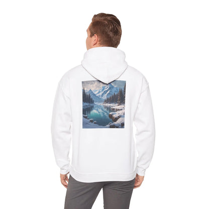 Snowy Mountain Unisex Hoodie Cozy Sweatshirt Art Lover Gift Nature Print Hoodie Artistic Winterwear Unique Casual Wear